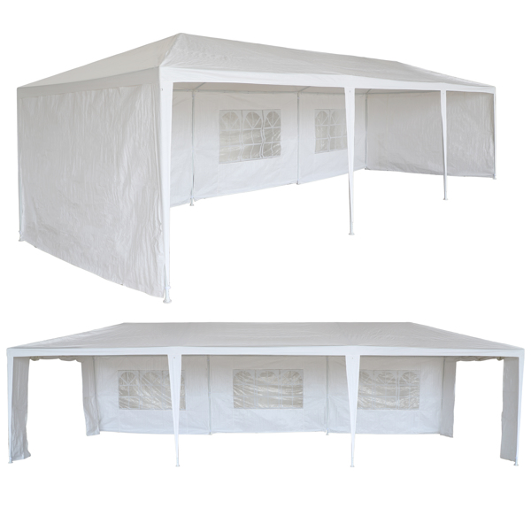 10 x 30 ft Garden Party Event Tent for Gatheration, Outdoor Gazebo Shaded Pergola with 5 Walls, White