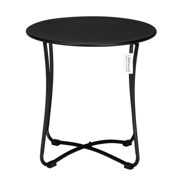 18" Metal Countertop Small Round Table Terrace Wrought Iron Side Table Black（Substitution coding：83719157）