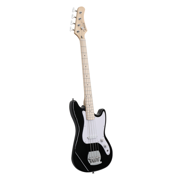 [Do Not Sell on Amazon] Glarry 4 String 30in Short Scale Thin Body GB Electric Bass Guitar with Bag Strap Connector Wrench Tool Black