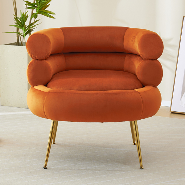 With Pedals Velvet Indoor Armchair Orange