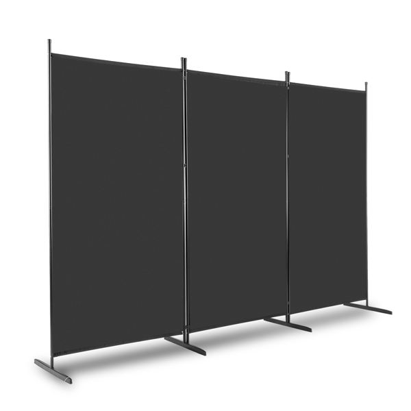 6FT Trifold 160g Polyester Fabric Plastic Foot Carbon Steel Frame Foldable Screen Black