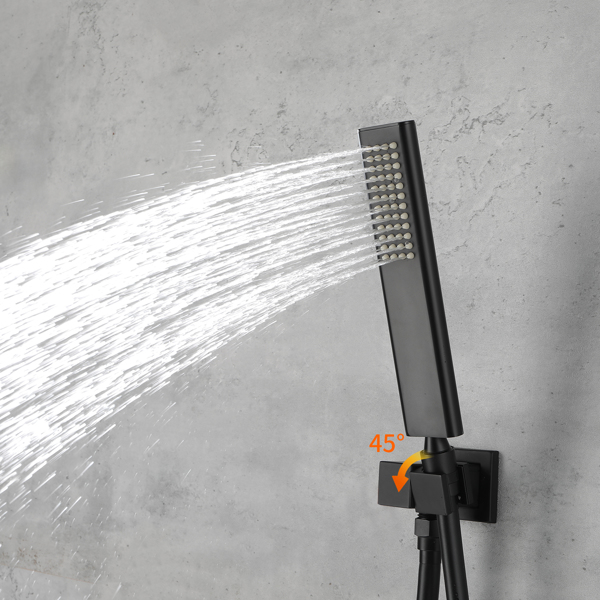 Male NPT Matte Black Shower System, Shower Faucet Set for Bathroom Shower Fixtures with 10 Inch Rain Shower Head and Handheld (Pressure Balance Shower Trim Valve Kit Included)
