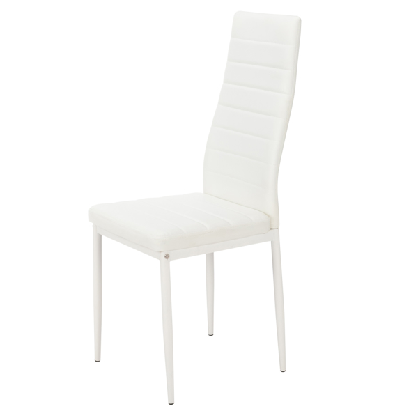 4pcs Elegant Assembled Stripping Texture High Backrest Dining Chairs White(Alternate code: 86358020)
