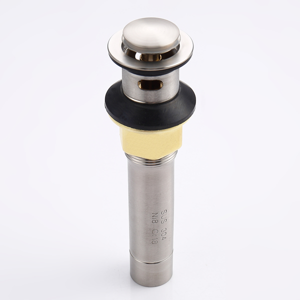 弹出式不锈钢排水管，带溢流防堵塞，用于容器水槽盥洗室洗手盆排水管，带有滤网篮，刷镍【周末无法发货，usps/fedex】-4