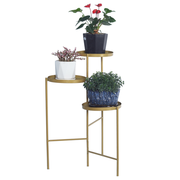 Tri-Level Metal Plant Stand Gold