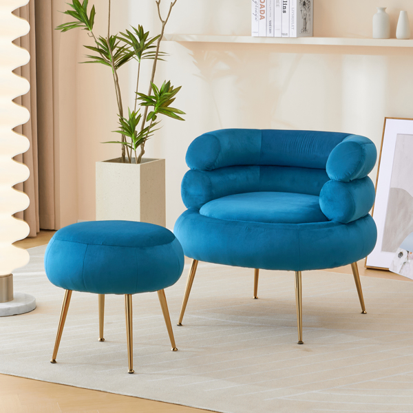 With Pedals Velvet Indoor Armchair Blue