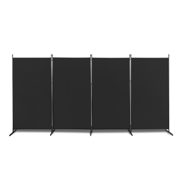 6FT 4-Fold 160g Polyester Fabric Plastic Foot Carbon Steel Frame Foldable Screen Black