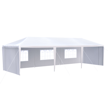 10 x 30FT Garden Party Event Tent for Gatheration, Outdoor Gazebo Capony with 5/8 Sidewalls, White