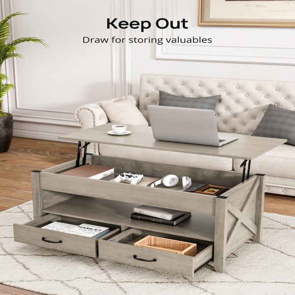 EVAJOY Lift Top Coffee Table, Modern Coffee Table with 2 Storage Drawers and Hidden Compartment