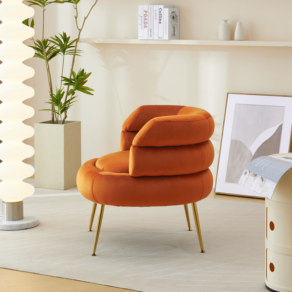 With Pedals Velvet Indoor Armchair Orange