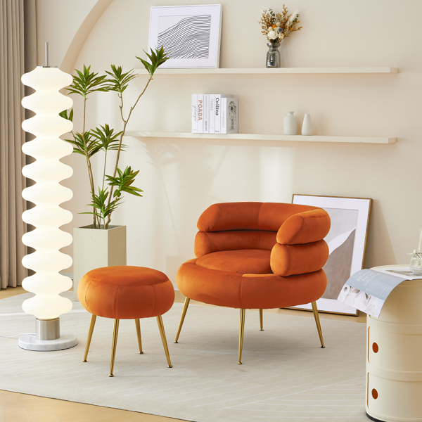 With Pedals Velvet Indoor Armchair Orange