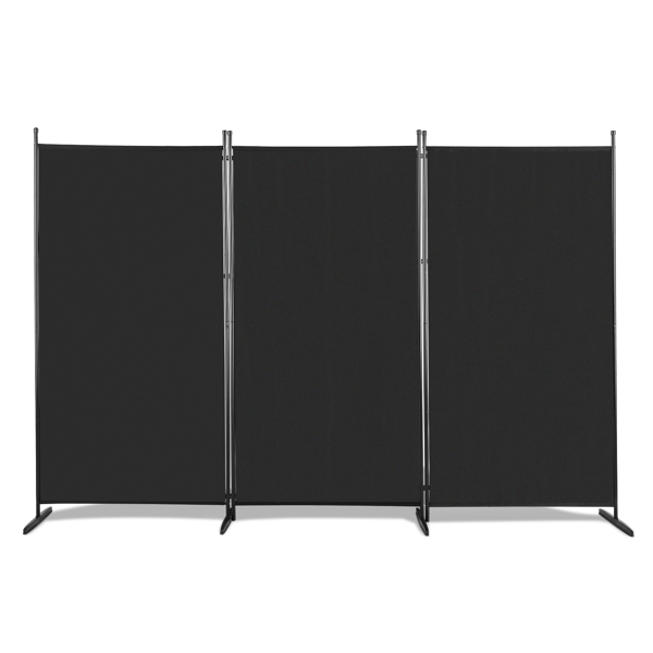 6FT Trifold 160g Polyester Fabric Plastic Foot Carbon Steel Frame Foldable Screen Black