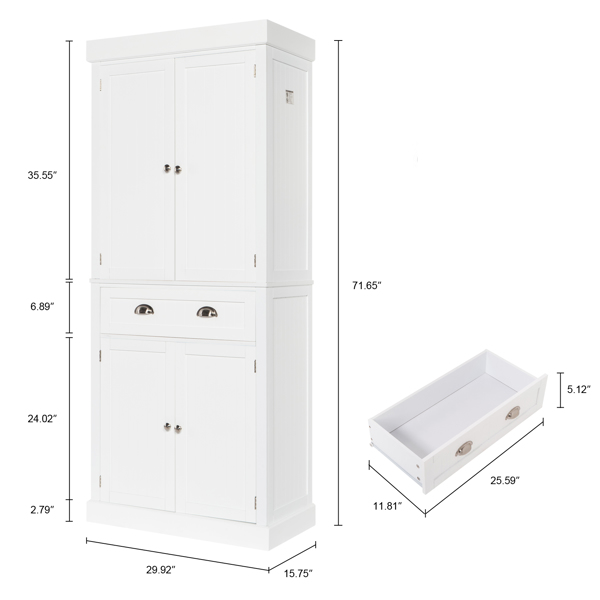 FCH Single Drawer Double Door Storage Cabinet White 