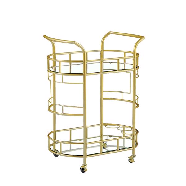 Gold, Iron Frame(Electroplating), Mobile glass dining cart easy to clean