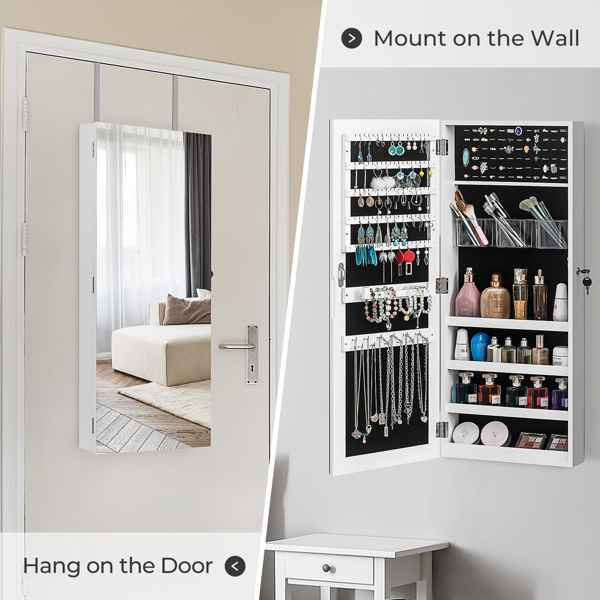 The Whole Surface PVC Film Wall Hanging Door With Lock Jewelry Cabinet Fitting Mirror Cabinet 