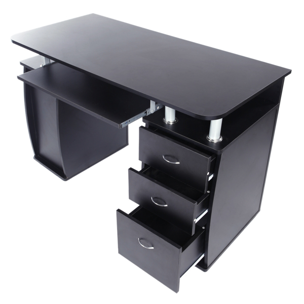 15mm MDF Portable 1pc Door with 3pcs Drawers Computer Desk (A Box) Black