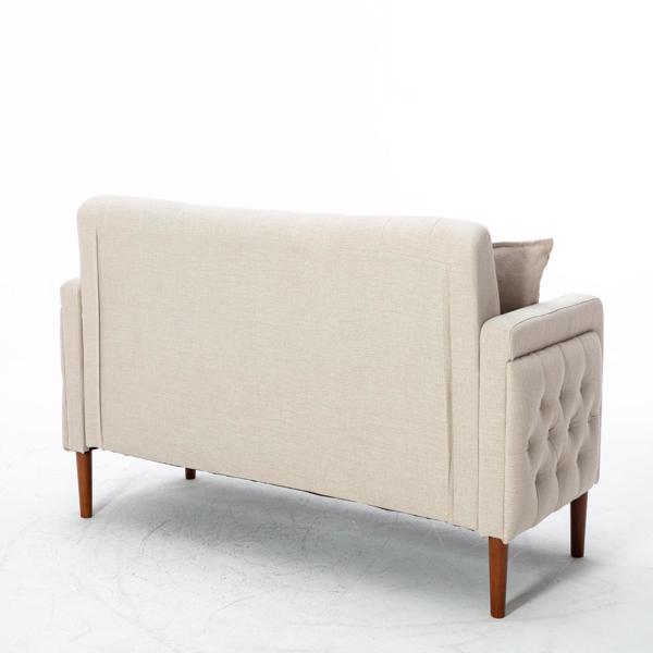 77.95 "Sponge Cushioned Sofa - Beige(Solid wood legs are detachable)