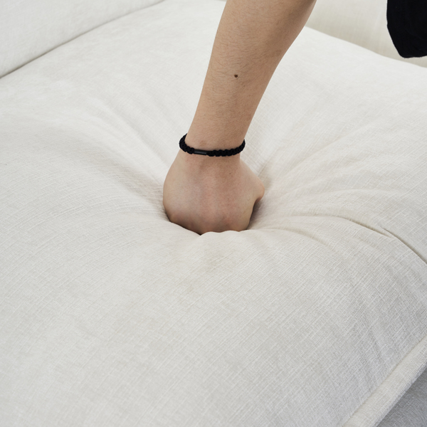 米白色 雪尼尔 室内双人沙发 217*141*85 两人位带脚凳 双层包-11