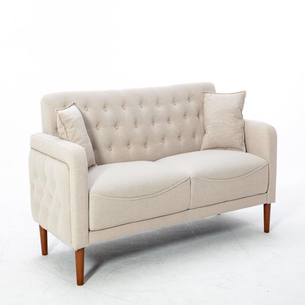 77.95 "Sponge Cushioned Sofa - Beige(Solid wood legs are detachable)