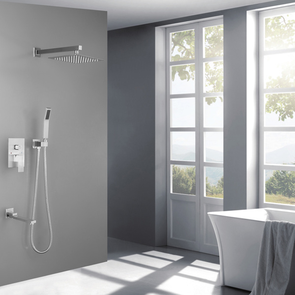 Shower System 10 Inch Square Bathroom Luxury Rain Mixer Shower Combo Set
