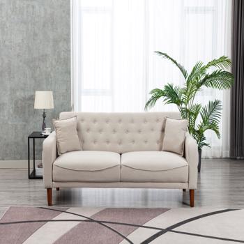 77.95 \\"Sponge Cushioned Sofa - Beige(Solid wood legs are detachable)