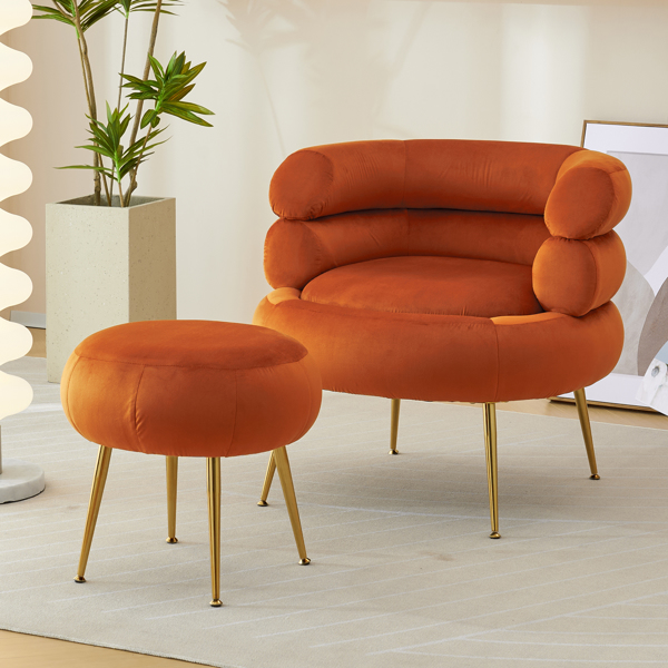 With Pedals Velvet Indoor Armchair Orange