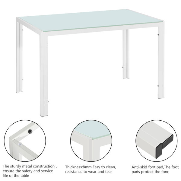 5 Piece Dining Set GlassTable and 4 Leather Chair for Kitchen Dining White(Alternate code: 76402543)