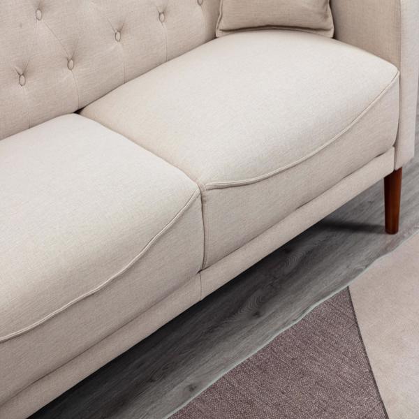 77.95 "Sponge Cushioned Sofa - Beige(Solid wood legs are detachable)