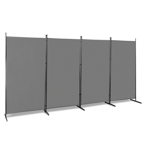 6FT  4-Fold 160g Polyester Cloth Plastic Foot Carbon Steel Frame Foldable Screen Gray