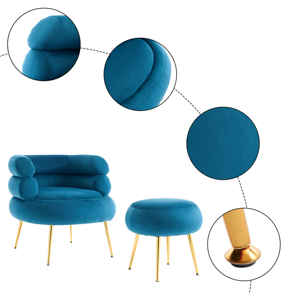 With Pedals Velvet Indoor Armchair Blue