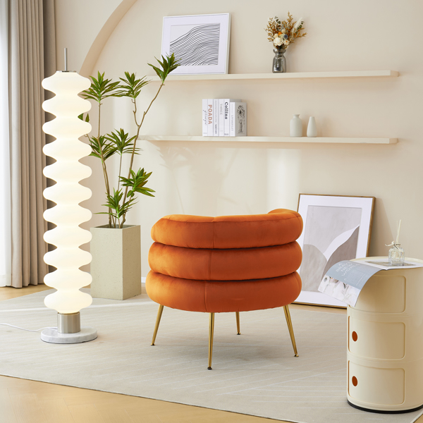 With Pedals Velvet Indoor Armchair Orange