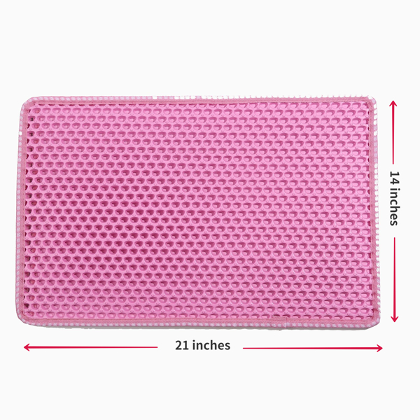 Cat Litter Mat, Kitty Litter Trapping Mat, Double Layer Mats with MiLi Shape Scratching design, Urine Waterproof, Easy Clean, Scatter Control  21" x 14"  Pink (same as JYD-GT-MSD-PINK)