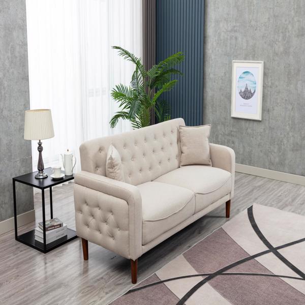 77.95 "Sponge Cushioned Sofa - Beige(Solid wood legs are detachable)