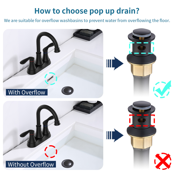 Pop-Up Drain Stainless Steel With Overflow Anti-Clogging for Vessel Sink Lavatory Vanity Sink Drain with Strainer Basket, Matte Black
