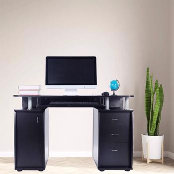 15mm MDF Portable 1pc Door with 3pcs Drawers Computer Desk (A <b style=\\'color:red\\'>Box</b>) Black