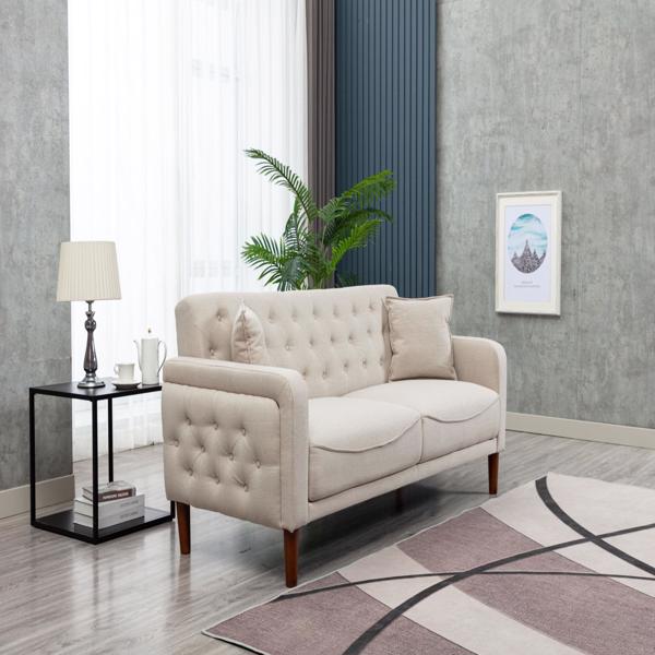 77.95 "Sponge Cushioned Sofa - Beige(Solid wood legs are detachable)