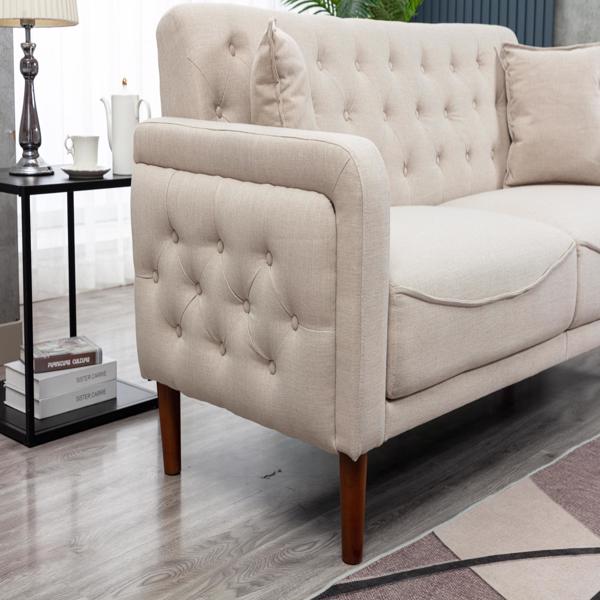 77.95 "Sponge Cushioned Sofa - Beige(Solid wood legs are detachable)