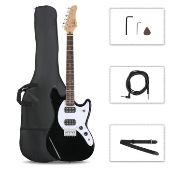 [Do Not Sell on Amazon]Glarry Full Size 6 String H-H Pickups GMF Electric Guitar with Bag Strap Connector Wrench Tool Black