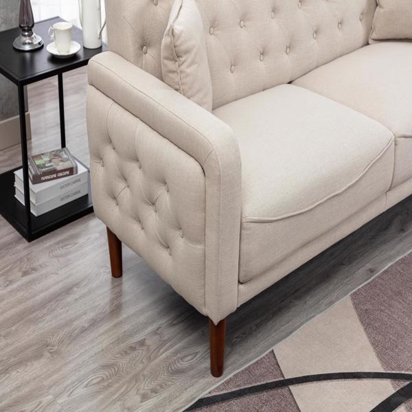 77.95 "Sponge Cushioned Sofa - Beige(Solid wood legs are detachable)