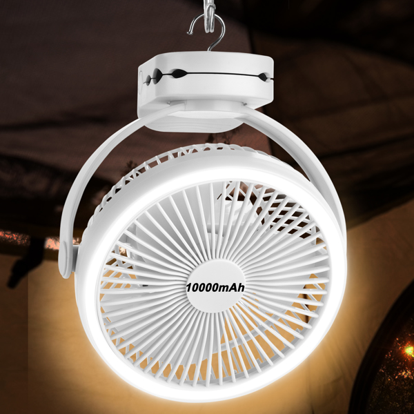 Battery Operated Clip on fan with Camping Lantern, 4 Speeds & Timer, 10000mAh Battery Operated Clip Fan for Bed, Outdoor Travel, Golf Cart - White(Shipment from FBA)