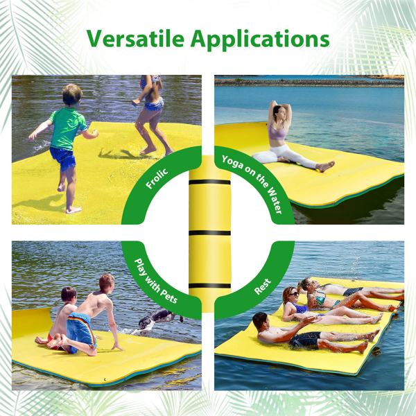 18 x 6 ft Floating Water Mat 3-Layer Float Portable Tear-Resistant Water Activities Mat for Pool, Lake, Oceans Outdoor Water Activities