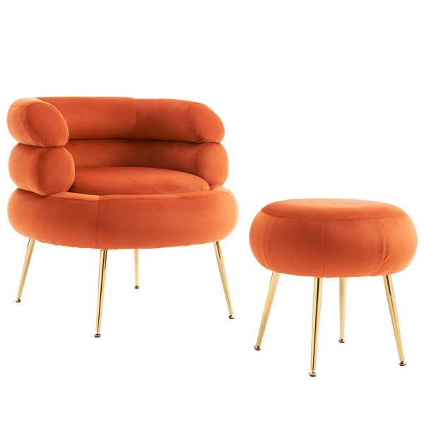 With Pedals Velvet Indoor Armchair Orange