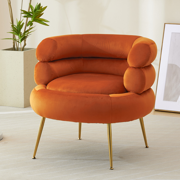 With Pedals Velvet Indoor Armchair Orange