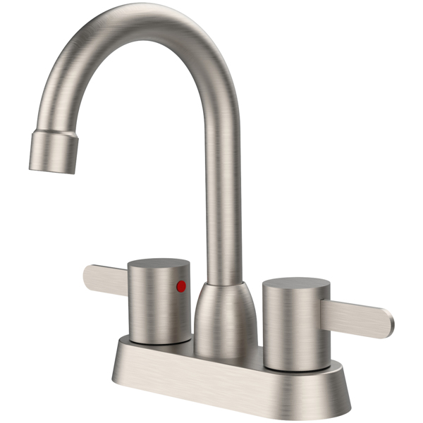 2 Handles Bathroom Sink Faucet, Brushed Nickel Centerset RV Bathroom Faucets for 3 Hole [pop-up drain and hose not included][Unable to ship on weekends, please place orders with caution]