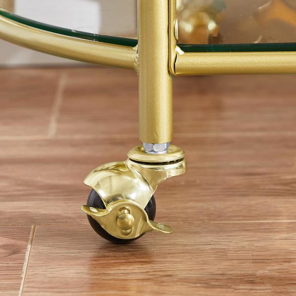 Gold, Iron Frame(Electroplating), Mobile glass dining cart easy to clean