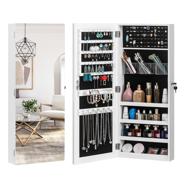 The Whole Surface PVC Film Wall Hanging Door With Lock Jewelry Cabinet Fitting Mirror Cabinet 