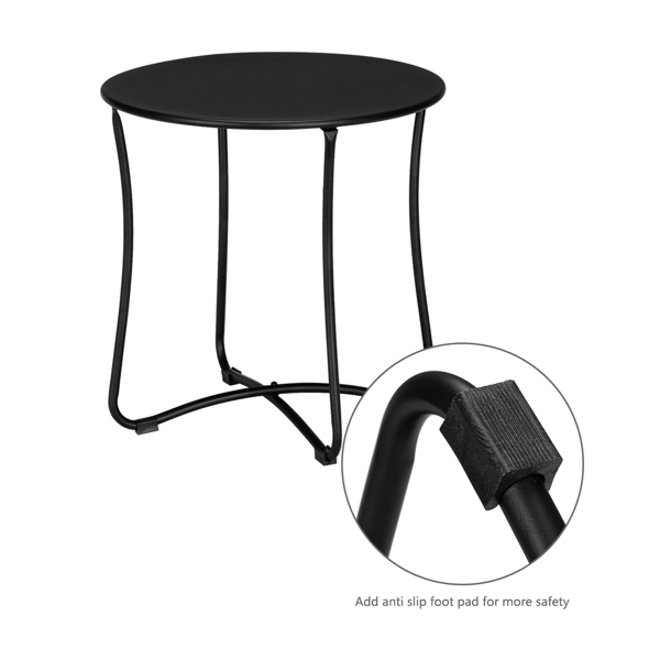 18" Metal Countertop Small Round Table Terrace Wrought Iron Side Table Black（Substitution coding：83719157）