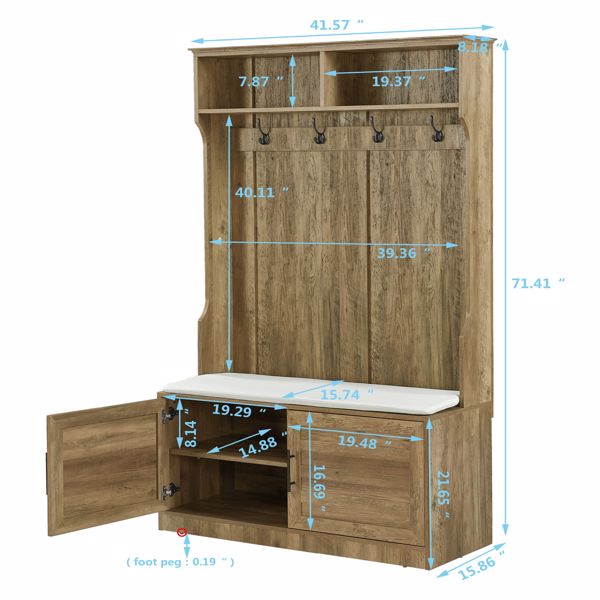  Wood Coat Rack, Storage Shoe Cabinet, with Clothes Hook, with Sponge Pad Product, Multiple Storage Racks, bedroom, porch wardrobe storage rack, Light Colour