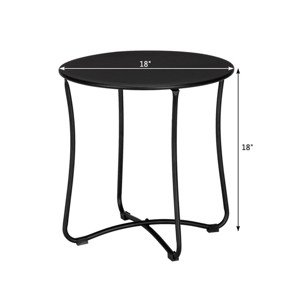 18" Metal Countertop Small Round Table Terrace Wrought Iron Side Table Black（Substitution coding：83719157）