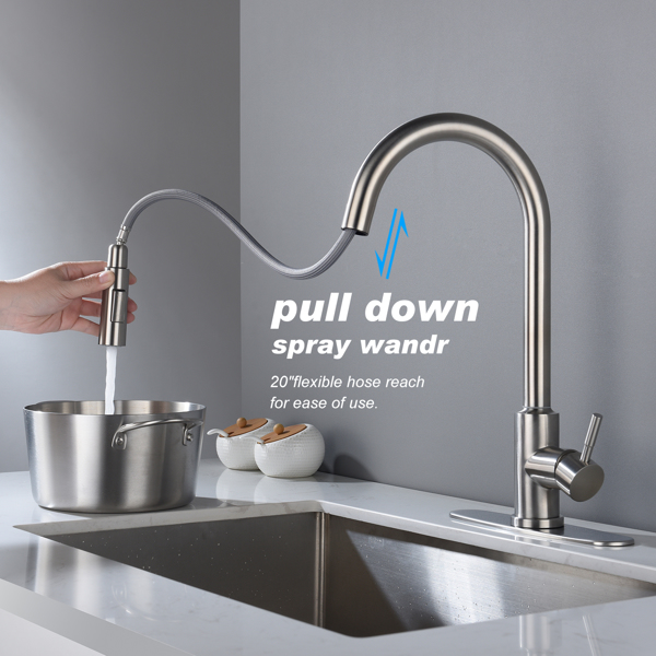 Touch Kitchen Faucet with Pull Down Sprayer-Brushed Nickel